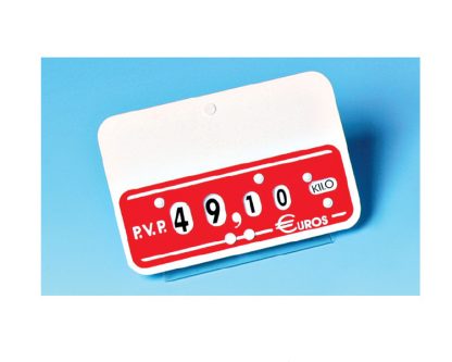 Núm. ruedas, rojo con rueda para indicar kilo-unid. -140gr. -1/4, con base