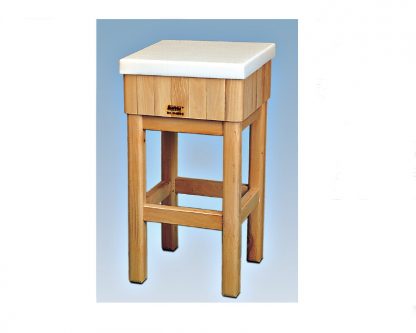 F- Tajo de 4 patas de madera (Ref A) con taco de madera fabricado en cuadradillo + 5cm polietileno. Sin porta cuchillo. Altura total 85cm. En Blanco (Ref +B) y en Rojo (Ref +R)
