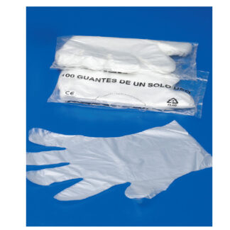 Guantes plástico "un solo uso", paquete 100 und.