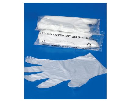 Guantes plástico "un solo uso", paquete 100 und.