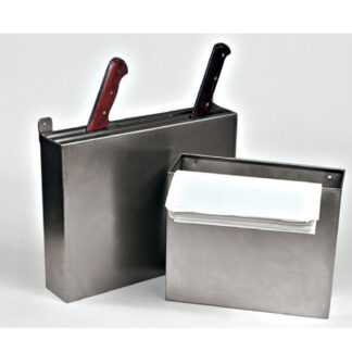 Portacuchillos protegido, acero-inox Con tres ranuras para cuchillos y chaira ovalada-redonda