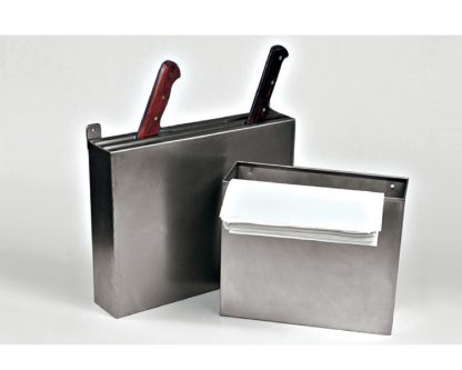 Portacuchillos protegido, acero-inox Con tres ranuras para cuchillos y chaira ovalada-redonda