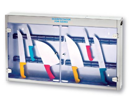 Armario esterilizador por lámpara de ozono 4 barras de imán. Puerta de metacrilato transparente para poder acceder totalmente a su interior, acier inox. Opcional: Techo inclinado ref. EC-106