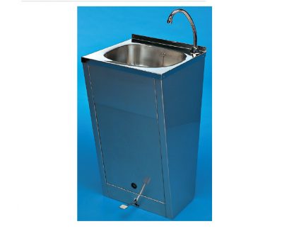 Lavamanos inox con 2 pedales Mezclador agua fría y caliente.