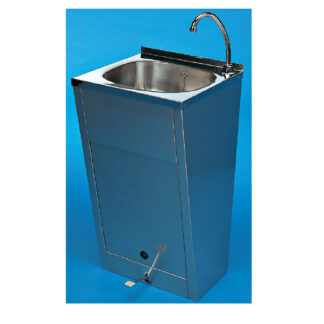 Lavamanos inox con pedal Mezclador agua fría y caliente. Caño fijo.