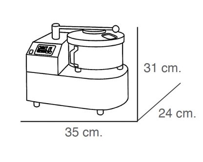 Cutter 3L Cuerpo: acero inoxidable. Potencia : 480W. Motor: monofásico 230 V. Velocidad variable: 900-2200 rpm. Peso: 11 kg. Dimensiones cubeta: 18 Ø x 10,5 cm altura. Incluye cuchilla lisa. - Imagen 2