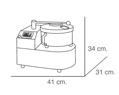 Cutter 5L Cuerpo: acero inoxidable. Potencia : 960W. Motor: monofásico 230 V. Velocidad variable: 900-2200 rpm. Peso: 18 kg. Dimensiones cubeta: 24 Ø x 12 cm altura. Incluye cuchilla lisa. - Imagen 2