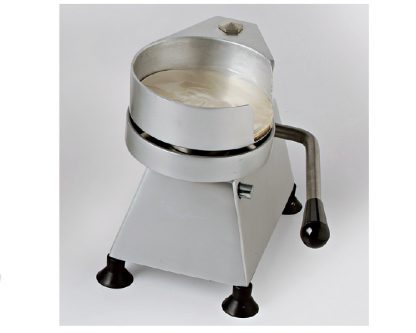 Maquina hamburguesera semiautomática 1 unidad en acero inox. redonda. Tipo papel celofán ref. PH-8. Características igual ref. MH-10