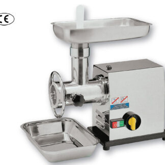 Picadora de carne Boca: 22. Cuerpo: acero inoxidable. Grupo picador: acero inoxidable. Cuchilla: autoafilante. Interruptor: invertidor de marcha. Potencia. 1 HP. Motor: trifásico/monofásico. Producción: 130 kg/h
