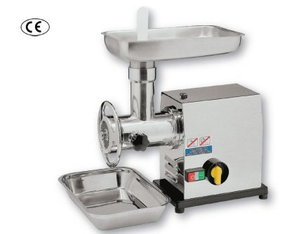 Picadora de carne Boca: 22. Cuerpo: acero inoxidable. Grupo picador: acero inoxidable. Cuchilla: autoafilante. Interruptor: invertidor de marcha. Potencia. 1 HP. Motor: trifásico/monofásico. Producción: 130 kg/h