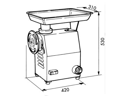 Picadora de carne Boca: 22. Cuerpo: acero inoxidable. Grupo picador: acero inoxidable. Cuchilla: autoafilante. Interruptor: invertidor de marcha. Potencia: 1,5 HP. Motor: trifásico/monofasico. Producción 250 kg/h - Imagen 2