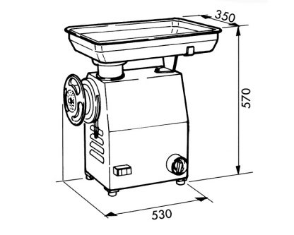 Picadora de carne Boca: 32. Cuerpo: acero inoxidable. Grupo picador: acero inoxidable. Cuchilla: autoafilante. Interruptor: invertidor de marcha. Potencia 3 HP. Motor trifásico/monofásico. Producción: 500 kg/h. - Imagen 2