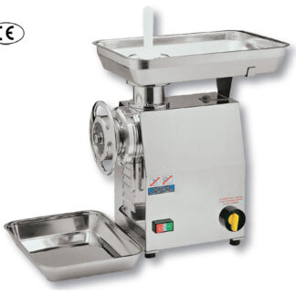 Picadora de carne Boca: 32. Cuerpo: acero inoxidable. Grupo picador: acero inoxidable. Cuchilla: autoafilante. Interruptor: invertidor de marcha. Potencia 3 HP. Motor trifásico/monofásico. Producción: 500 kg/h.