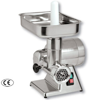 Picadora inox monofase Boca 8. Cuerpo: acero inoxidable. Grupo picador: acero inoxidable. Cuchilla autoafilante. Motor ventilado. Potencia 0,5 HP. Producción: 70 kg/h.