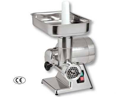 Picadora inox monofase Boca 8. Cuerpo: acero inoxidable. Grupo picador: acero inoxidable. Cuchilla autoafilante. Motor ventilado. Potencia 0,5 HP. Producción: 70 kg/h.