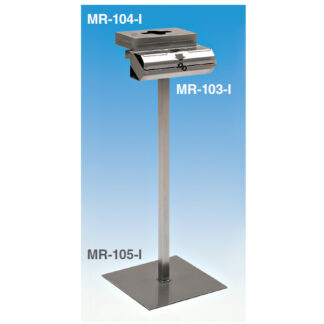 Dispensador para bolsas en rollo de 500 unidades, Dispensador porta guantes inox, PapeIera inox para ref. MR-105-I, Soporte de fijación inox. para réf. MR-103- I/104-I, Dispensador inox 2 brazos para rollo bolsas