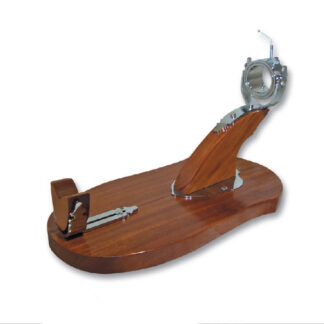 Sujeta jamones giratorio inox con base madera.
