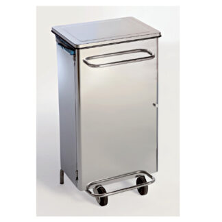 Contenedor acero-inox Tapa con pedal. Puerta frontal para extraer bolsa. Asa H92