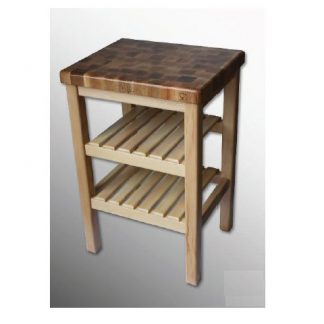 Mesa cocina madera Con dos estantes, CON o SIN  cuatro ruedas giratorias con freno. Altura 90 cm